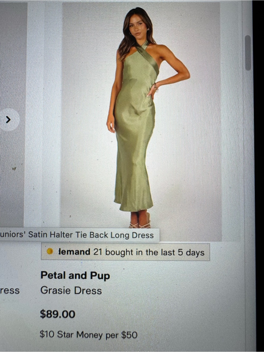 Petal and pup satin gown